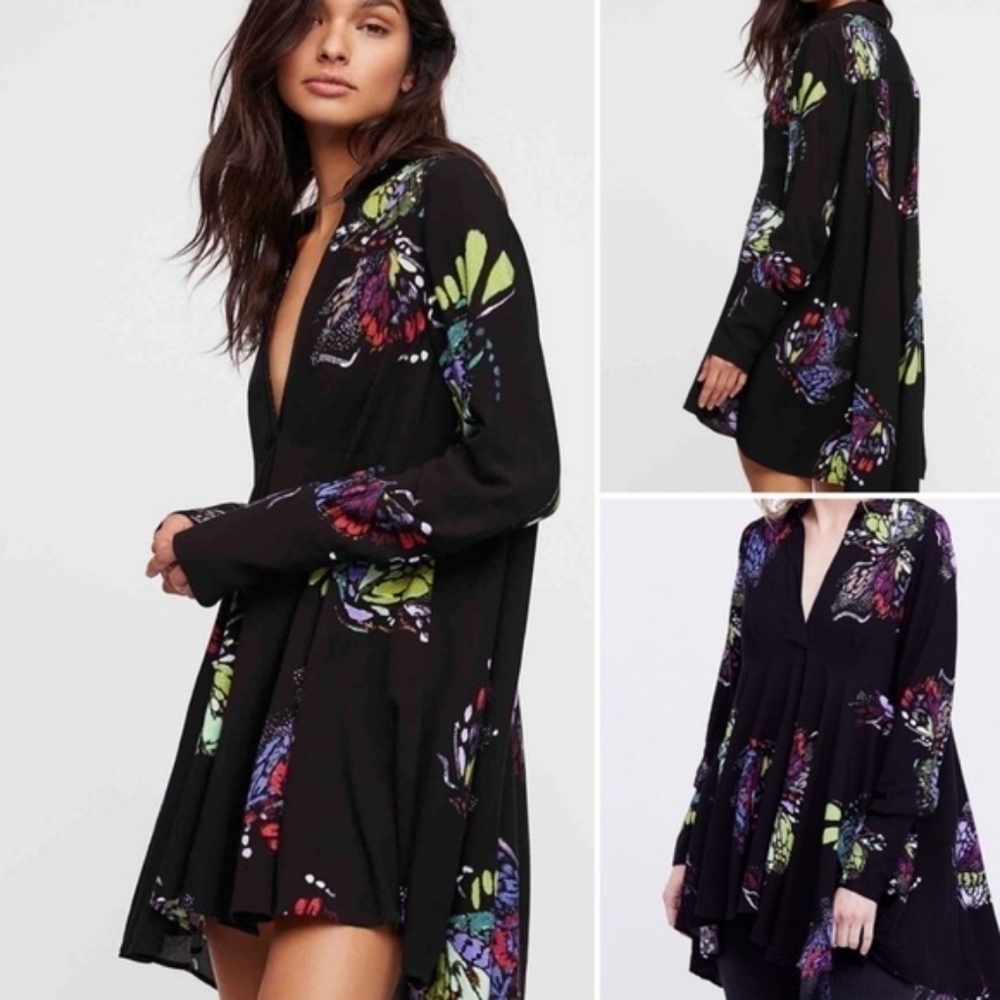 FREE PEOPLE Field of Butterflies Tunic Dress Top, sz Sm